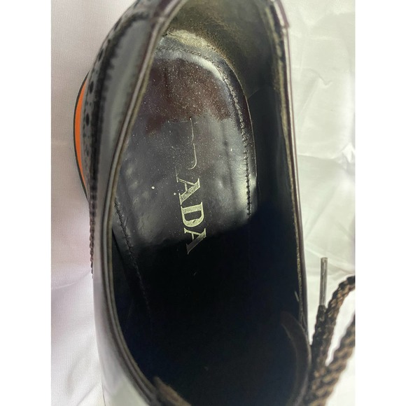 Prada Burgundy Wingtip Derby w/ Orange Sole - Picture 6 of 7